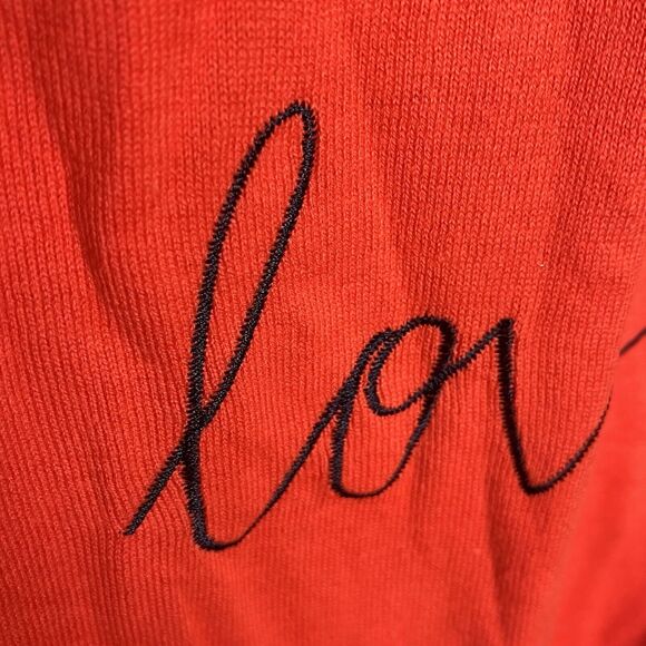 Old Navy Feel The Love Sweater Red Orange Womens XL Tall Cotton Embroidered - Picture 2 of 8